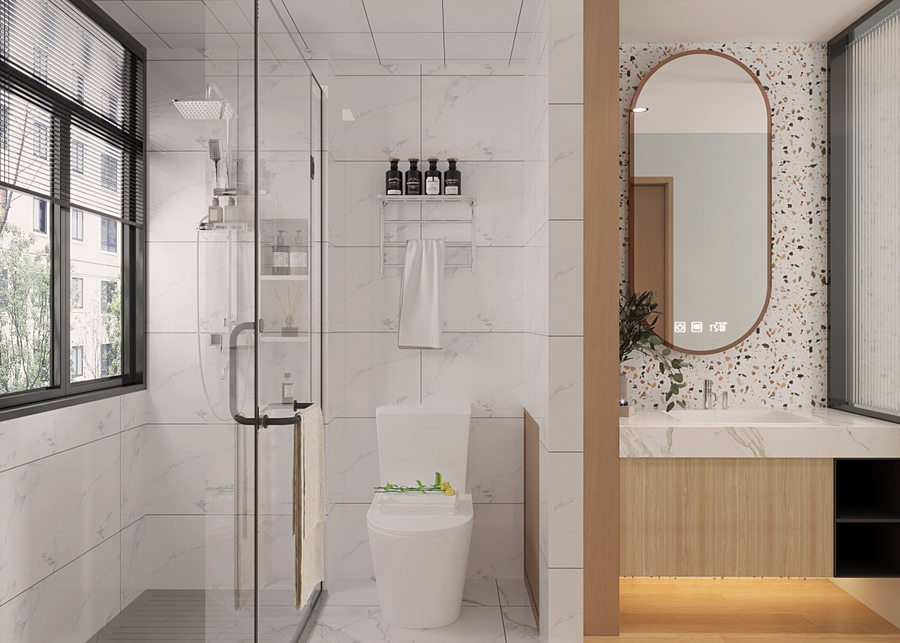 恒大綠洲80m&sup2;北歐風案例-衛(wèi)生間效果圖
