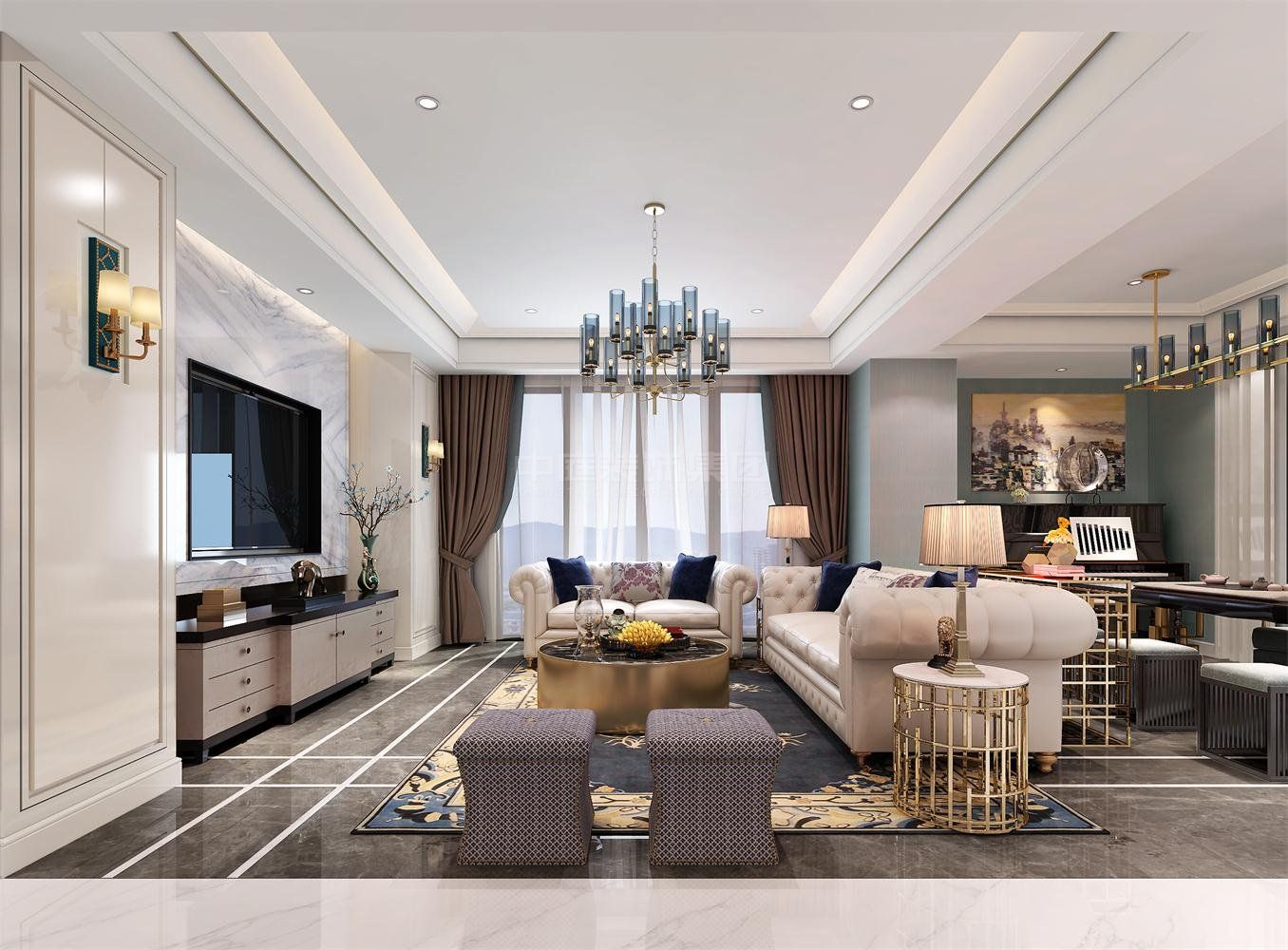 聯發(fā)君瀾129㎡現代輕奢風格案例